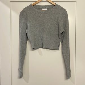 Aritzia TNA Waffle Knit Thermal Cropped Long Sleeve Shirt